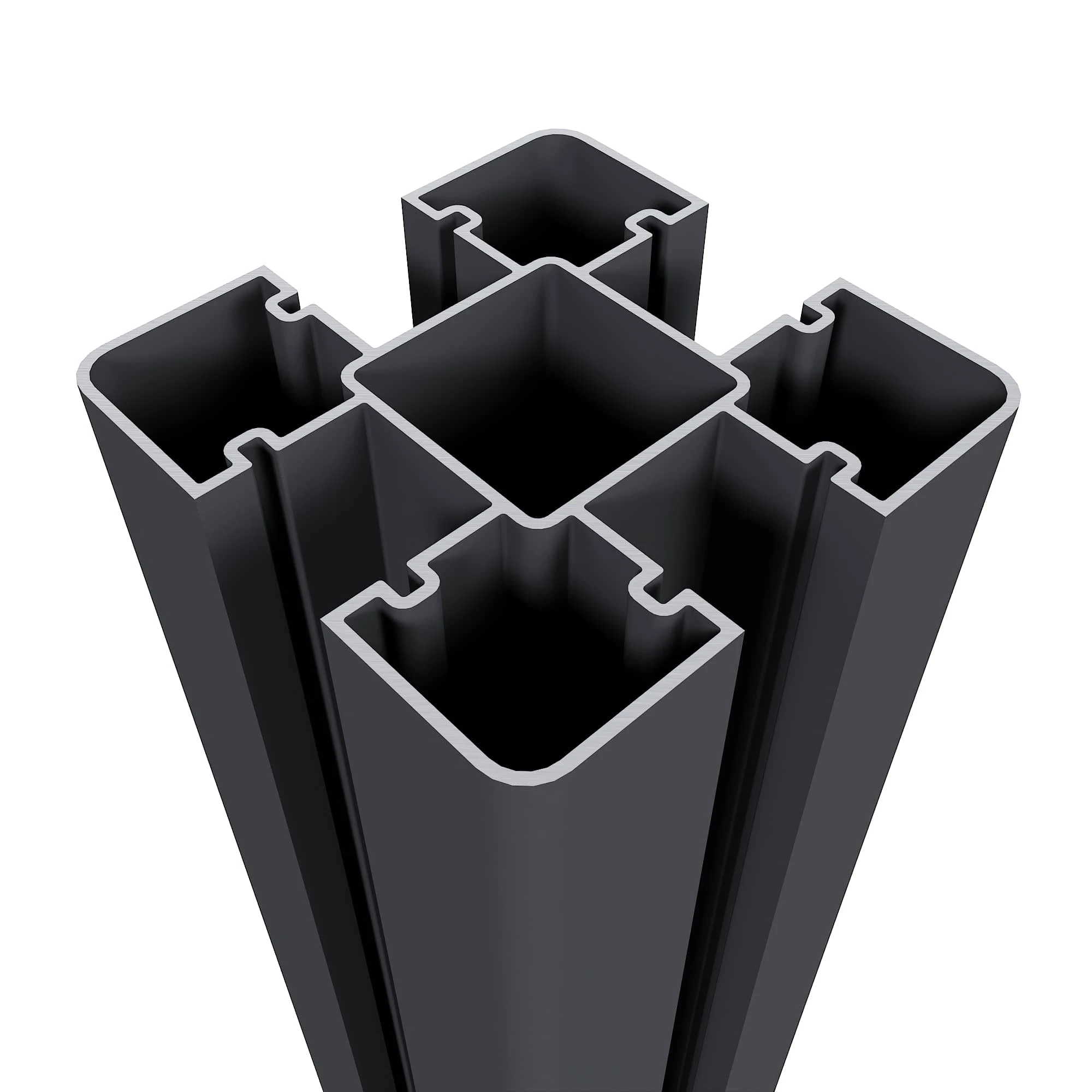 Aluminium Sleufpaal 8 x 8 cm (80 x 80 mm) Zwart - Lengte 190 cm - Afbeelding 1